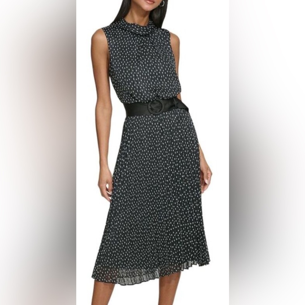 Karl Lagerfeld Black and White mini Diamond pattern pleated dress. NEW